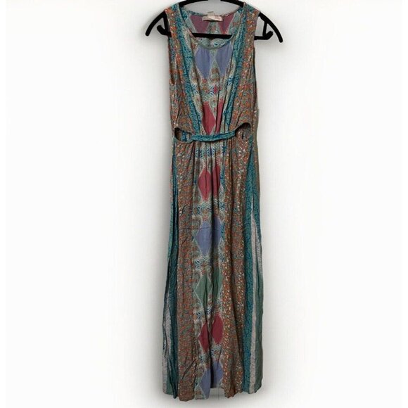 Forever 21 Maxi Dress Womens Medium Boho Cutout Printed Sleeveless Hippie - Picture 1 of 5